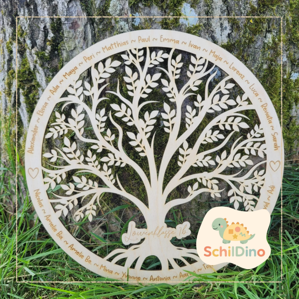 Personalisierter Baum des Lebens Türschild – Abschiedsgeschenk Kindergarten & Schule mit Kindernamen | 28 oder 38 cm