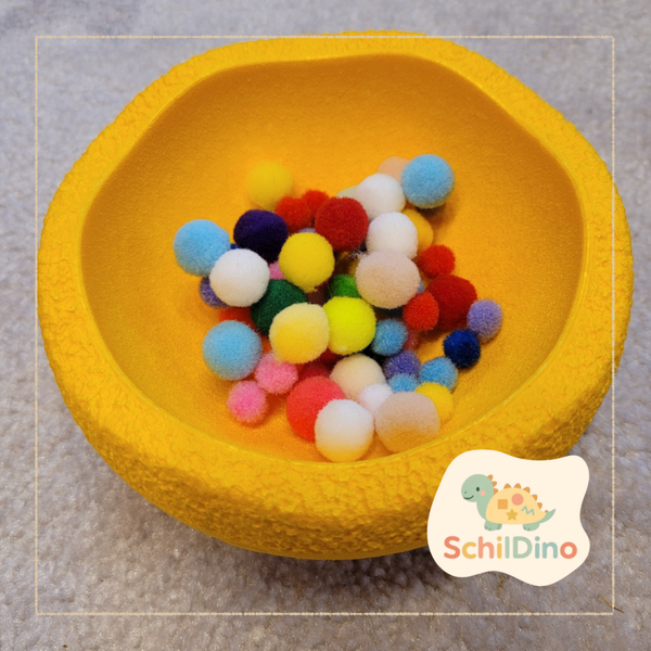 30 Stk Mini Pompons I Zubehör für Stapelsteine I Aktivitätsplatte I Balanciersteine I Feinmotorik I Montessori I zur motorischen Förderung,