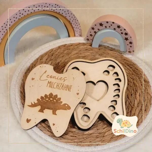 Personalisierte Zahnbox aus Holz – Zahndose mit Namen für Jungen & Mädchen, Aufbewahrung für Milchzähne, Geschenk zur Geburt, Taufe, Zahnfee