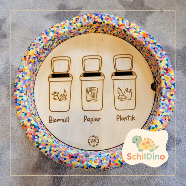 Müll trennen Mülltonne Aktivitätsplatte Stapelstein, Balanciersteine, Feinmotorik, Montessori, Zubehör Stapelsteine motorischen Förderung