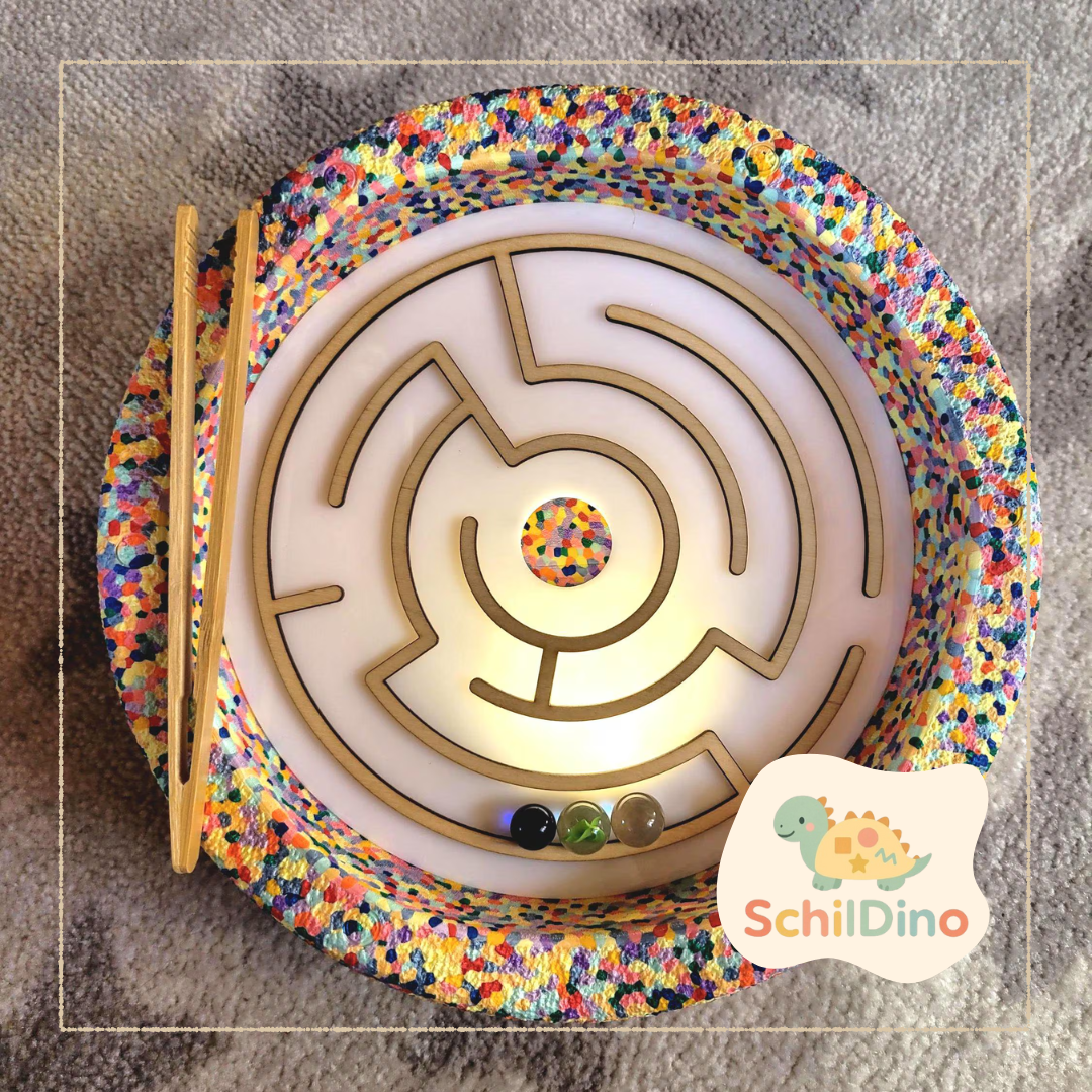 Labyrinth Lichtplatte Aktivitätsplatte Stapelstein I Balanciersteine I Feinmotorik I Montessori I Zubehör für Stapelsteine zur motorischen Förderung I