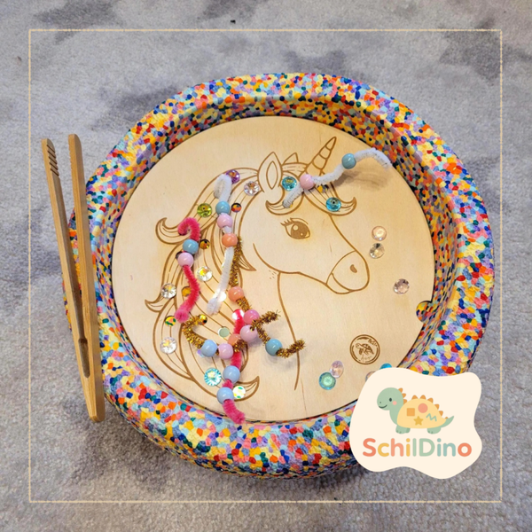 Einhorn Aktivitätsplatte Stapelstein I Balanciersteine I Feinmotorik I Montessori I Zubehör Stapelsteine motorischen Förderung Pferd Pony