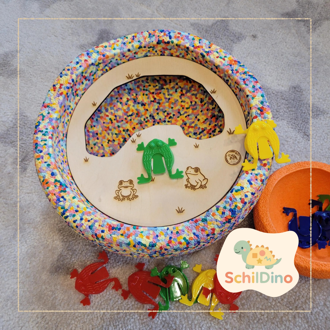 Frosch Teich Spiel Aktivitätsplatte Stapelstein, Balanciersteine, Feinmotorik, Montessori, Zubehör Stapelsteine motorischen Förderung