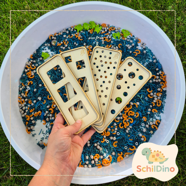 Abenteuer Sieb für Sensory Play | Holz Sieb für Sensorik & Schüttmaterial | Tuff Tray Zubehör | Play Tray | Feinmotorik