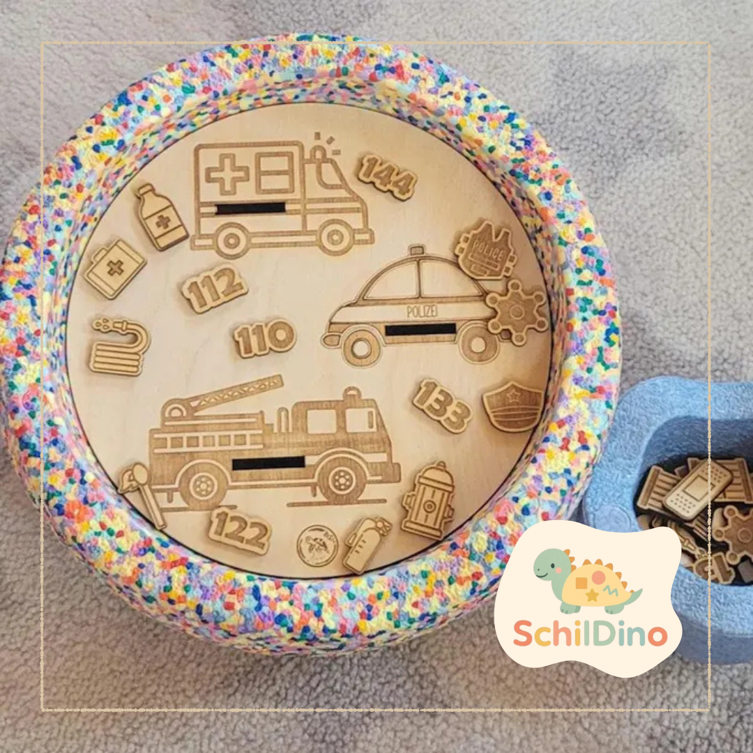 Feuerwehr Rettung Polizei Aktivitätsplatte Stapelstein I Balanciersteine I Feinmotorik I Montessori I Zubehör für Stapelsteine zur motorischen Förderung I