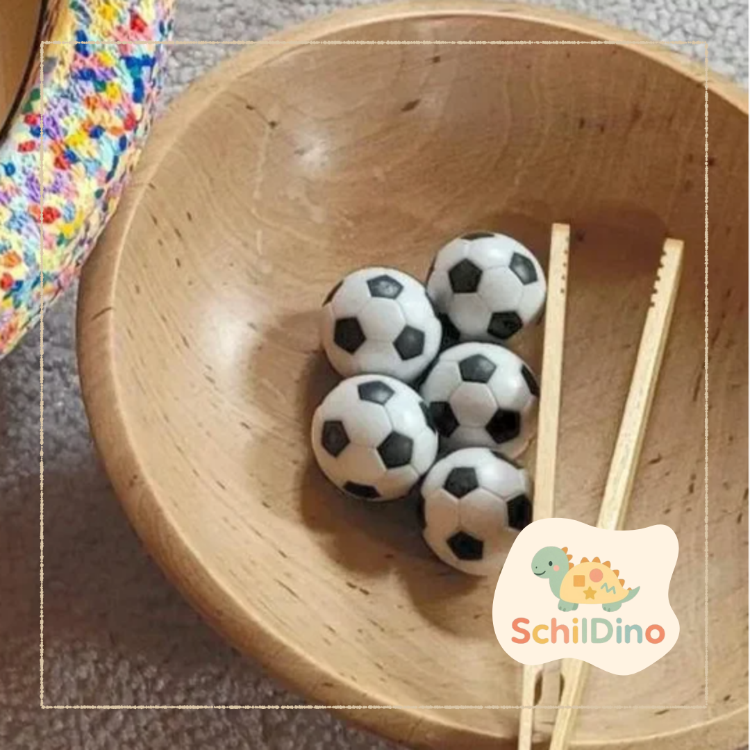 Mini Fußball für Torwand Platte I Zubehör für Stapelsteine I Aktivitätsplatte I Balanciersteine I Feinmotorik I Montessori I zur motorischen Förderung,