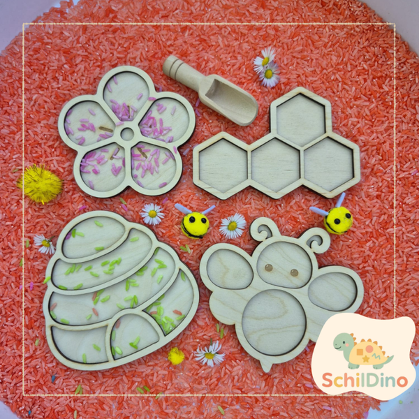 Sensorik Füllform Bienen 4er-Set aus Holz