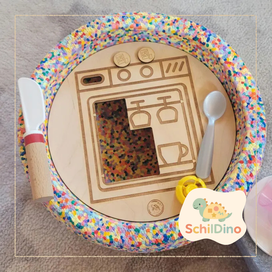 Geschirrspüler Aktivitätsplatte Stapelstein I Balanciersteine I Feinmotorik I Montessori I Zubehör für Stapelsteine zur motorischen Förderung I