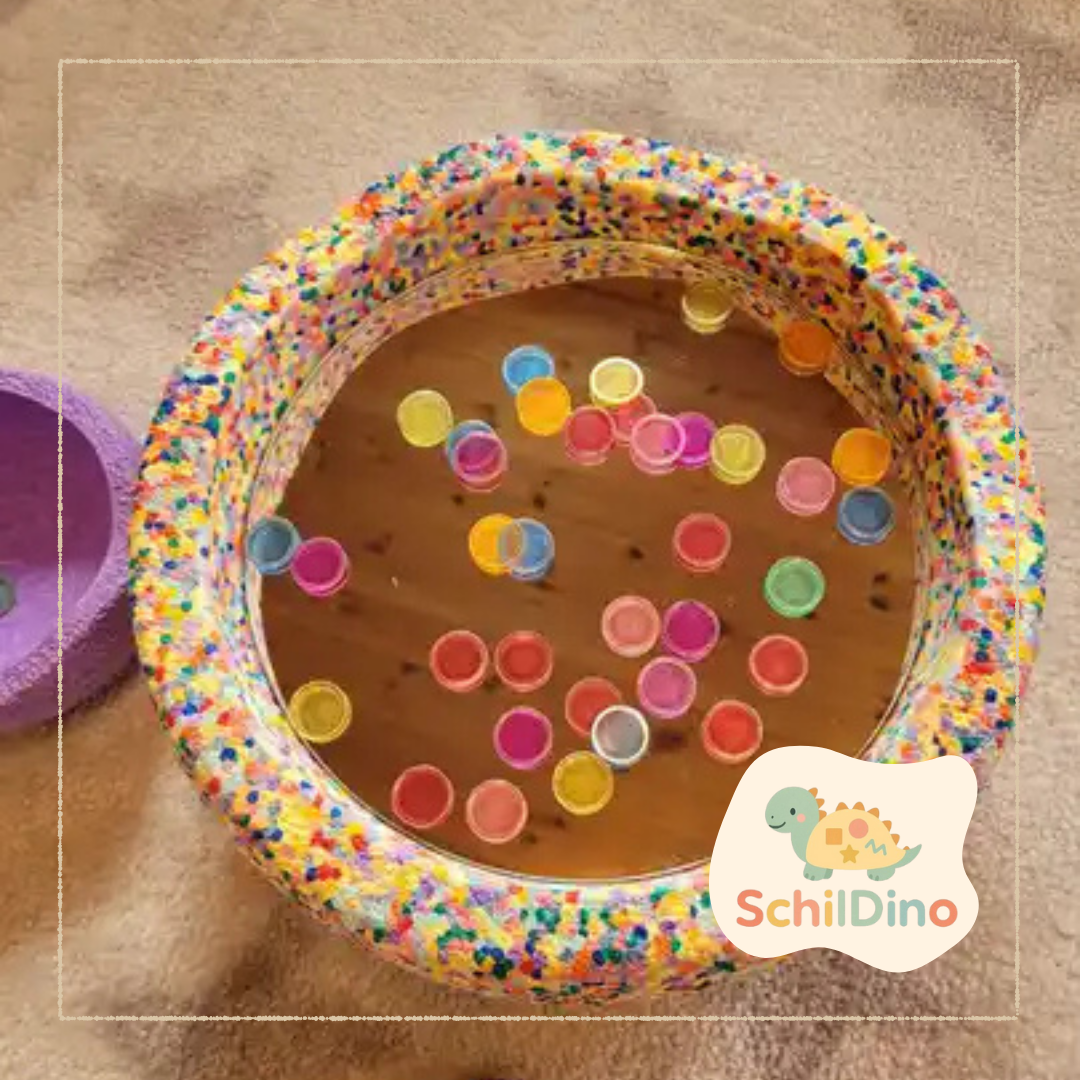 Magnetstab + 100 Stk bunte Metallplättchen I Zubehör für Stapelsteine I Aktivitätsplatte I Balanciersteine I Feinmotorik I Montessori I zur motorischen Förderung,