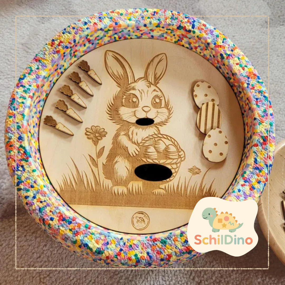 Hase Ostern Aktivitätsplatte Stapelstein I Balanciersteine I Feinmotorik I Montessori I Zubehör für Stapelsteine zur motorischen Förderung I