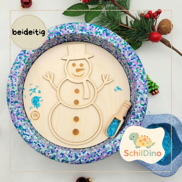 Schneemann & Weihnachtsmann (Nikolaus) Wendeplatte Aktivitätsplatte Stapelstein, Balanciersteine, Montessori, Zubehör Stapelsteine