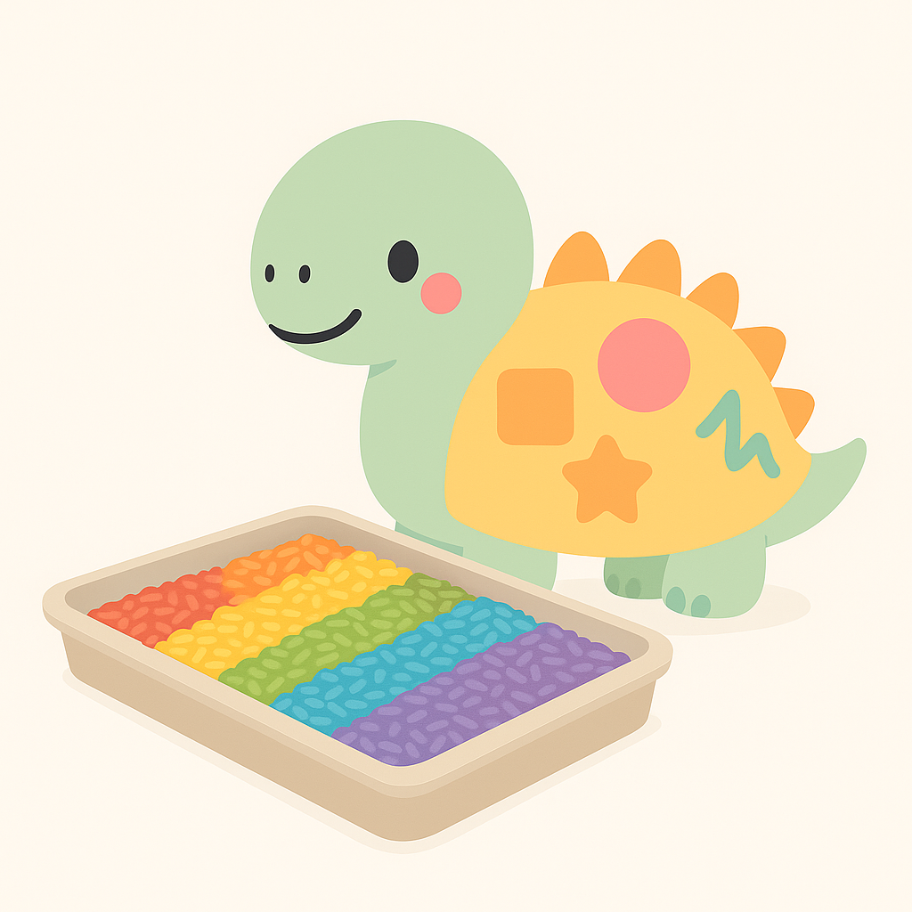 DIY Anleitung: Bunter Reis für Montessori Spiel, Stapelstein Aktivitätsplatten, Sensory Playic Play