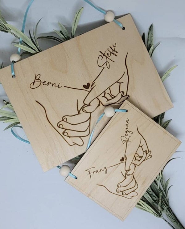 Personalisierte Hochzeitskarte aus Holz mit Gravur – Türschild als einzigartiges Hochzeitsgeschenk