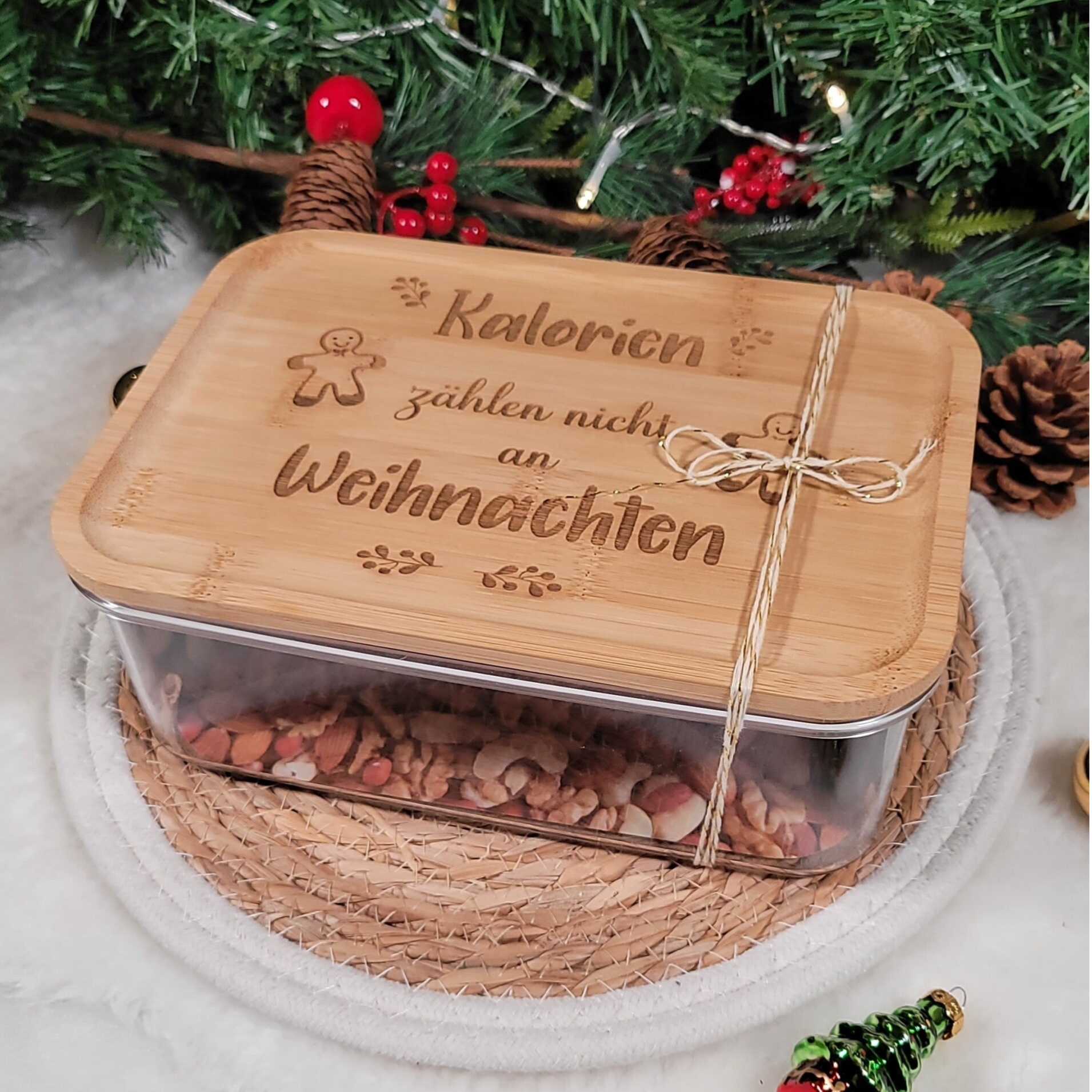 🎅 Große Keksdose 1850ml mit witzigem Weihnachts-Spruch – Praktisch & dekorativ! 🎁 "Kalorien zählen nicht"