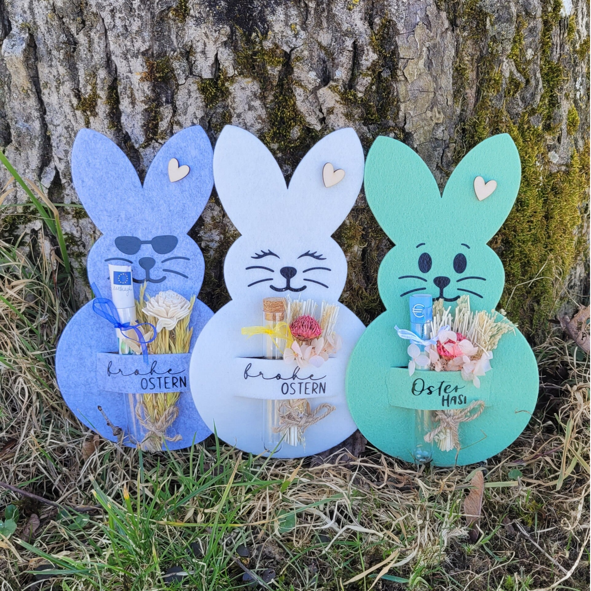 🐰 Osterhasen Geldgeschenk  -personalisierbar - Filz Hase mit Trockenblumen & Geldversteck 🐰 Perfekte Geschenkidee für Ostern