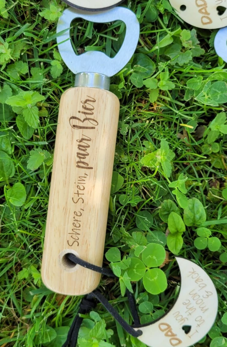 "Schere, Stein, paar Bier" Flaschenöffner/ Kapselheber Edition Vatertag, personalisiert