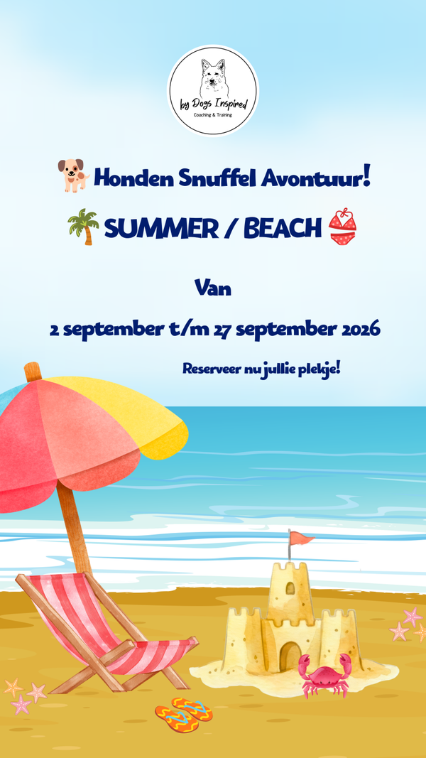 🌴🩴Reserveren Summer/Beach Honden Snuffel Avontuur (Basis)🍹🦀 op 12 september 2026.