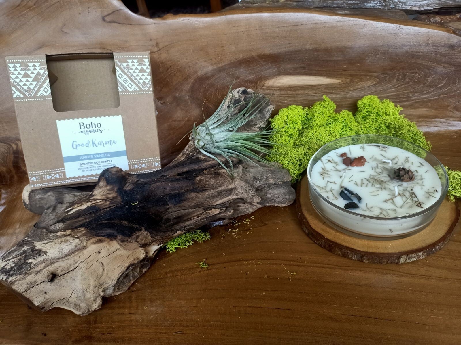 CANDELA 3 STOPPINI 200GR "BOHO ORGANIC - GOOD KARMA - CON SMUDGE