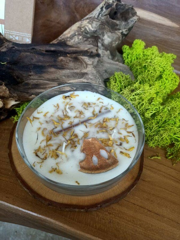 CANDELA 3 STOPPINI 200GR "BOHO ORGANIC -POSITIVE VIBES" FIORI D'ARANCIO - CON SMUDGE