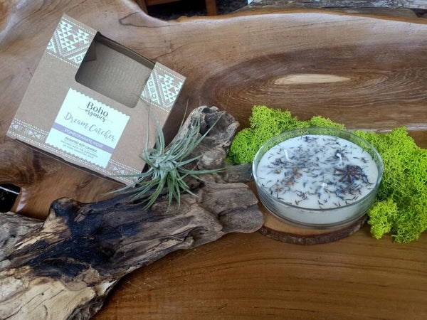 CANDELA 3 STOPPINI 200GR "BOHO ORGANIC - DREAM CATCHER" MELOGRANO NERO