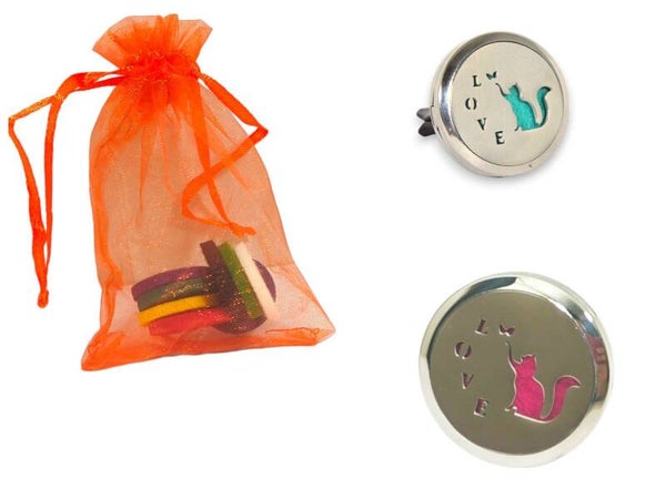 DIFFUSORE AUTO PER AROMATERAPIA ACCIAIO CM 3 GATTINO LOVE