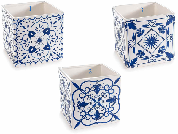 Vaso in porcellana decoro "Blu Porcelain"