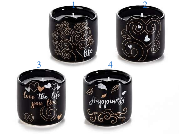 Candela vasetto Albero della vita in ceramica con oro vero