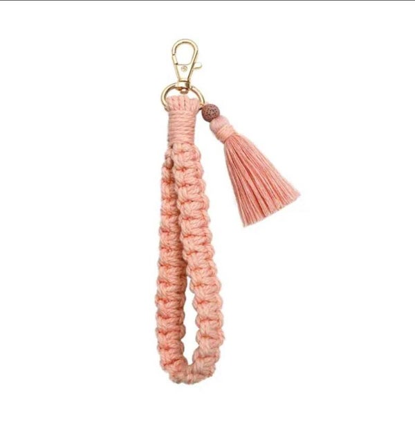 Macrame sleutelhanger Roze