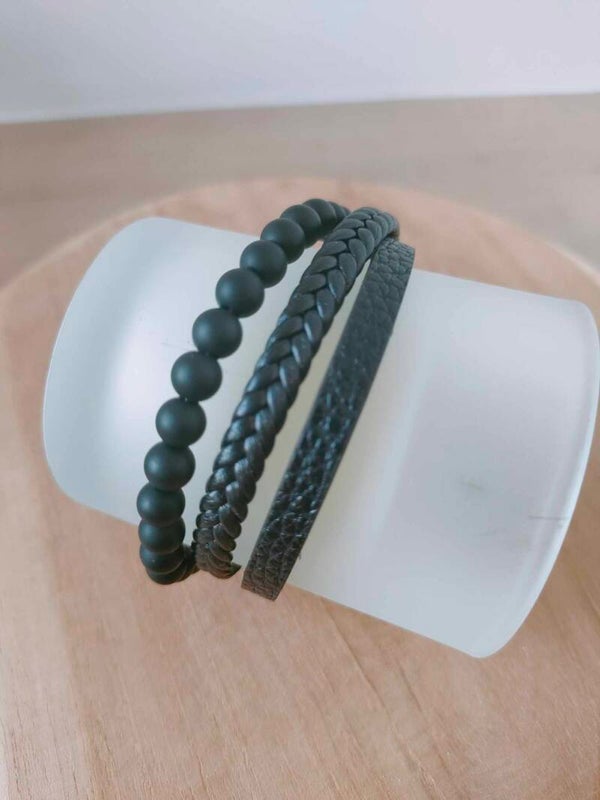 Zwarte heren armband met magneetsluiting