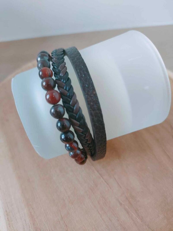 Bruine heren armband met magneetsluiting