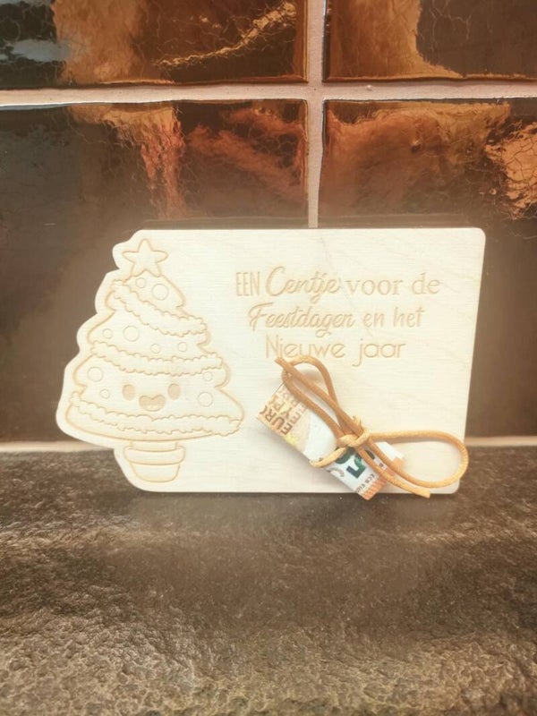 cent kaartje kerstboom
