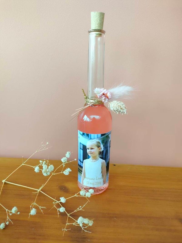 Lang flesje met gin met foto