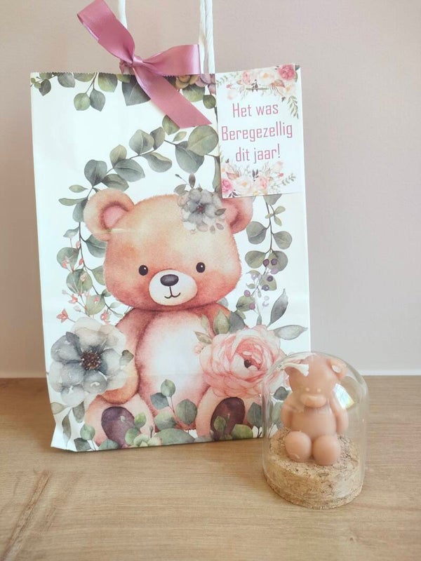 Beige beertje in geschenkverpakking