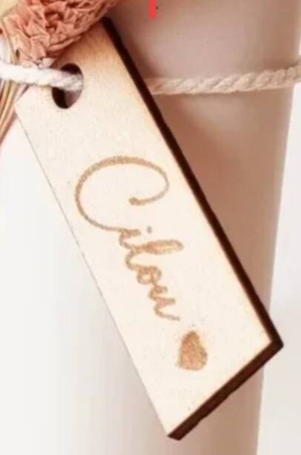 Houten naam label