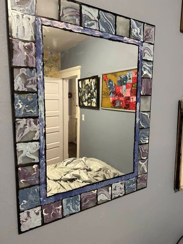 Mirror with Awesome BLue Frame