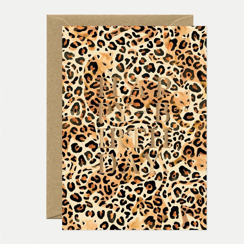 Wenskaart "Birthday Leopard"