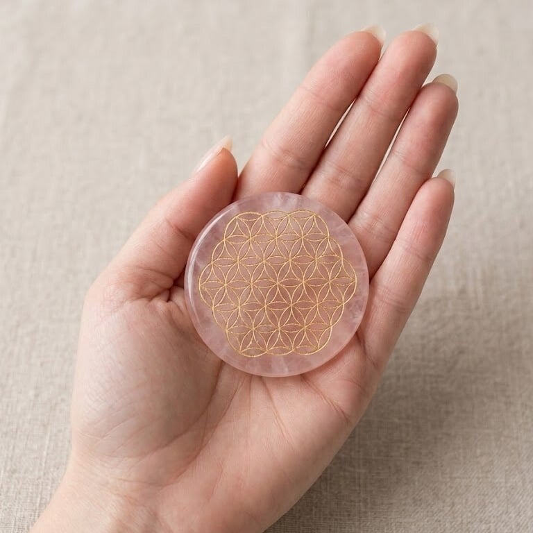 Rozenkwarts schijf "Flower of Life"