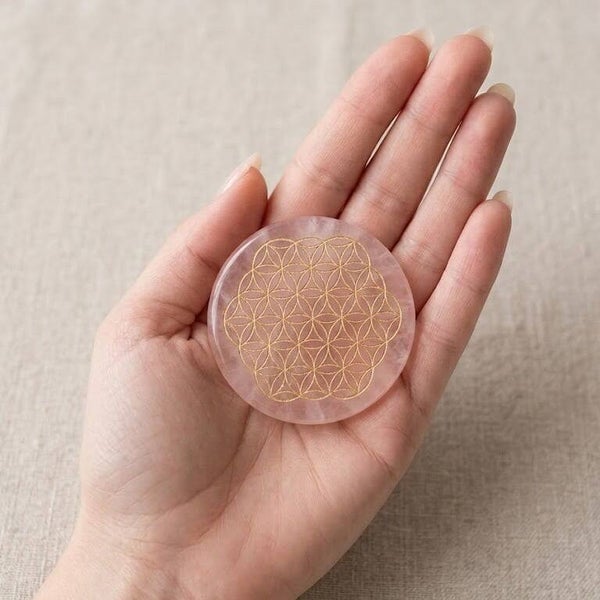 Rozenkwarts schijf "Flower of Life"