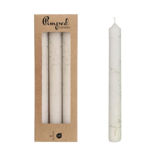 Dinerkaarsen "marmer" (set van 3)