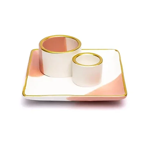 Keramische palo santo en smudge brander "Roze/wit/goud"