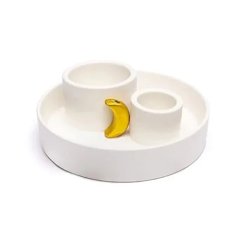 Keramische palo santo, smudge en wierook brander "Maan wit"