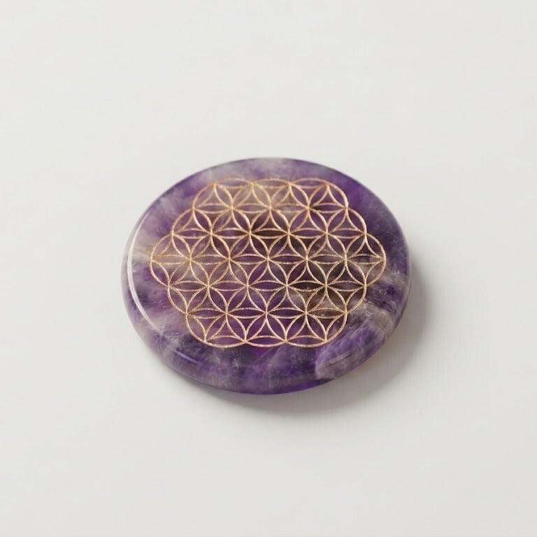 Amethist schijf "Flower of Life"