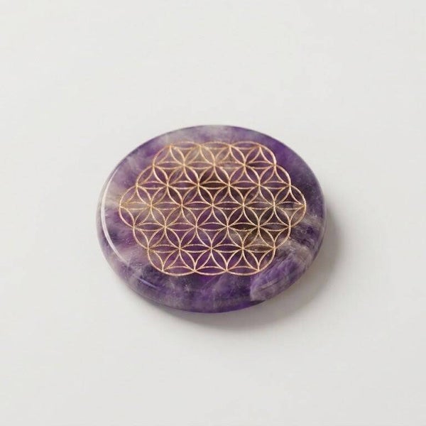 Amethist schijf "Flower of Life"