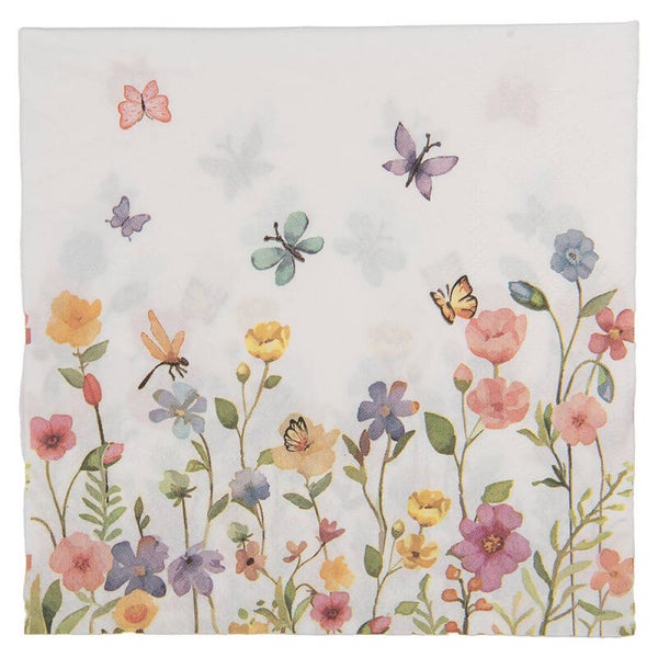 Servetten "Bloemen en vlinders"