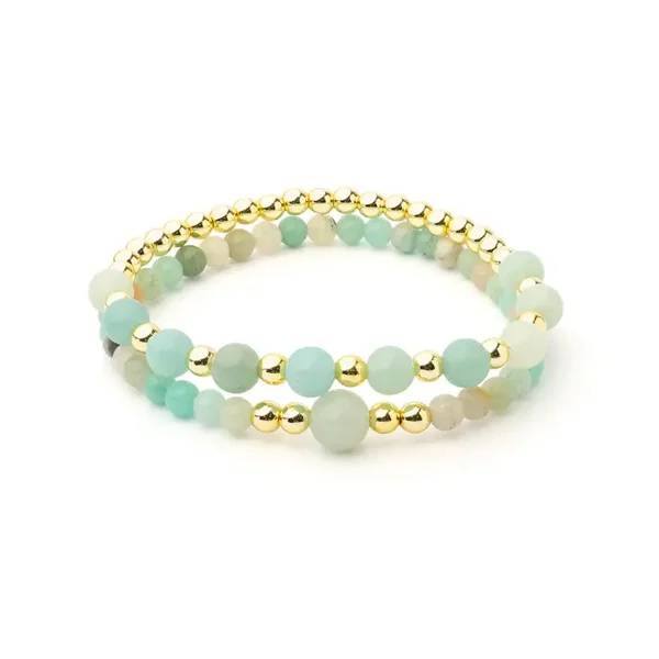 Armbandset met edelstenen "Amazoniet & Hematiet"