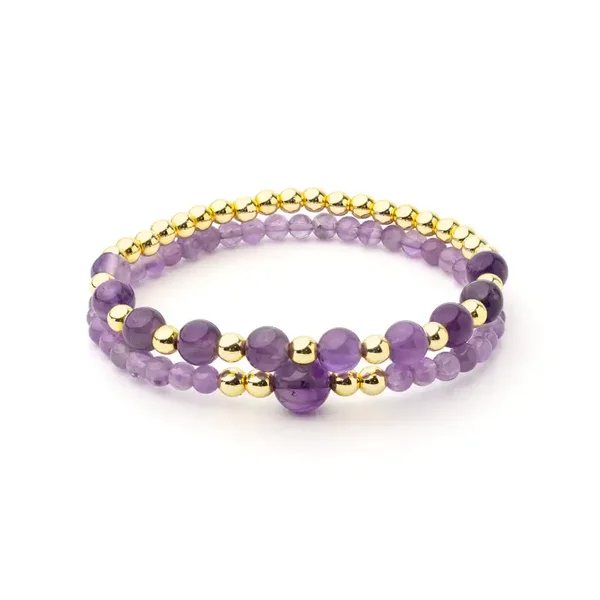 Armbandset met edelstenen "Amethist & Hematiet"