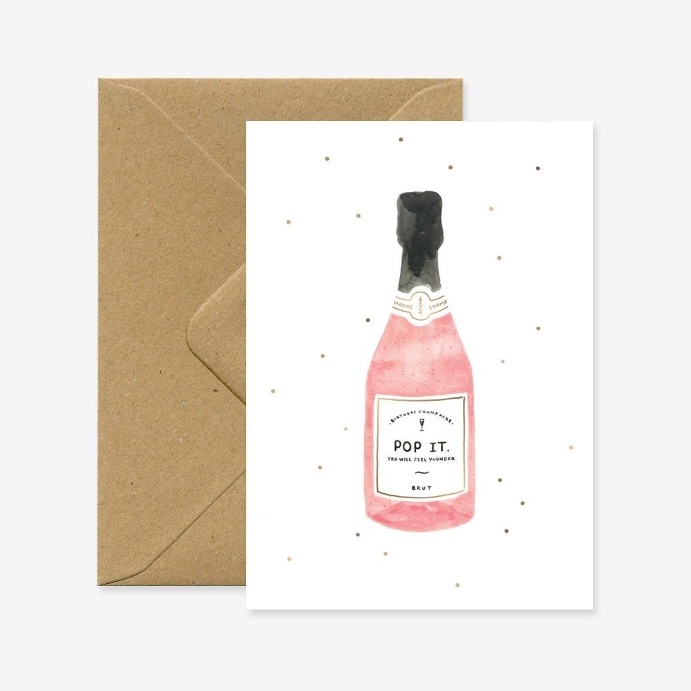 Wenskaart "Champagne"