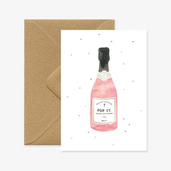 Wenskaart "Champagne"
