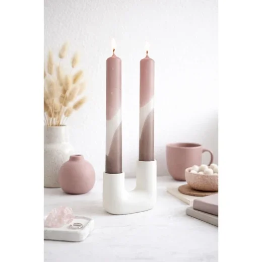 Dinerkaarsen "Dip Taupe" (set van 4)