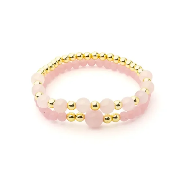 Armbandset met edelstenen "Rozenkwarts & Hematiet"